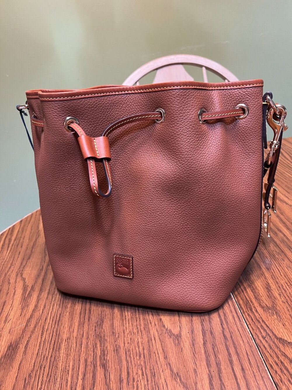 NWT - Dooney & Bourke Pebble Grain Drawstring - Caramel